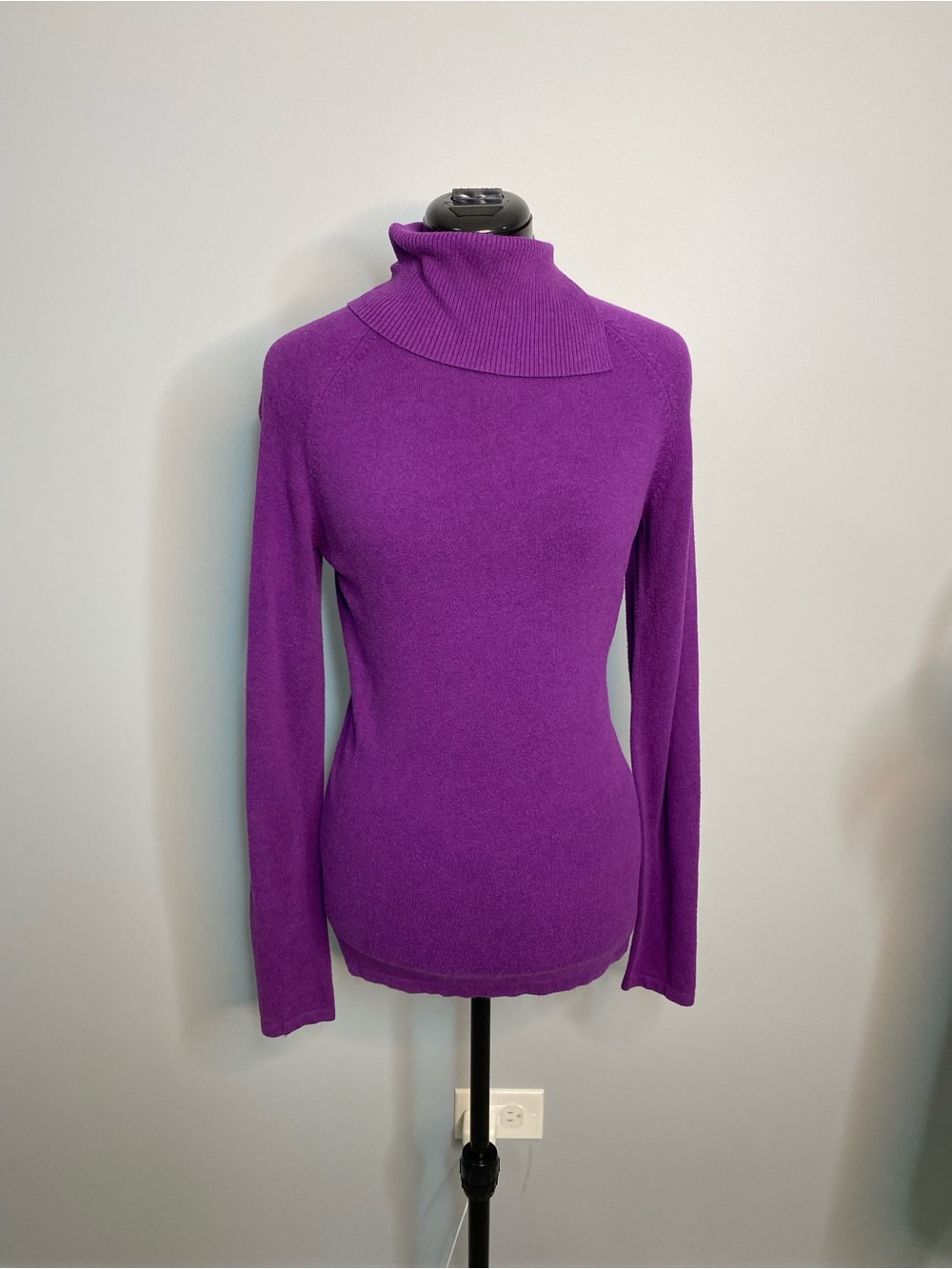 Luxe Violet Ribbed Cowl-Neck Women's Sweater